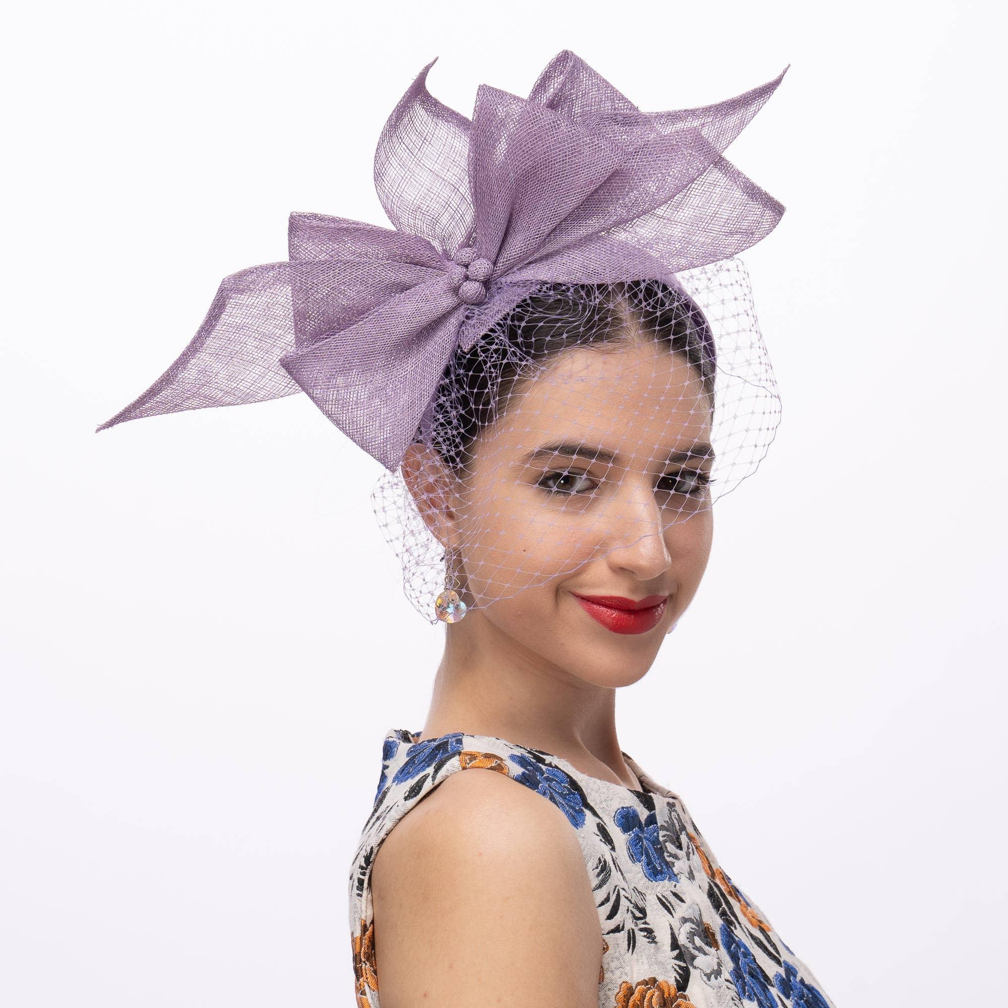 Large Sinamay Bow And French Veil Fascinator Product Image