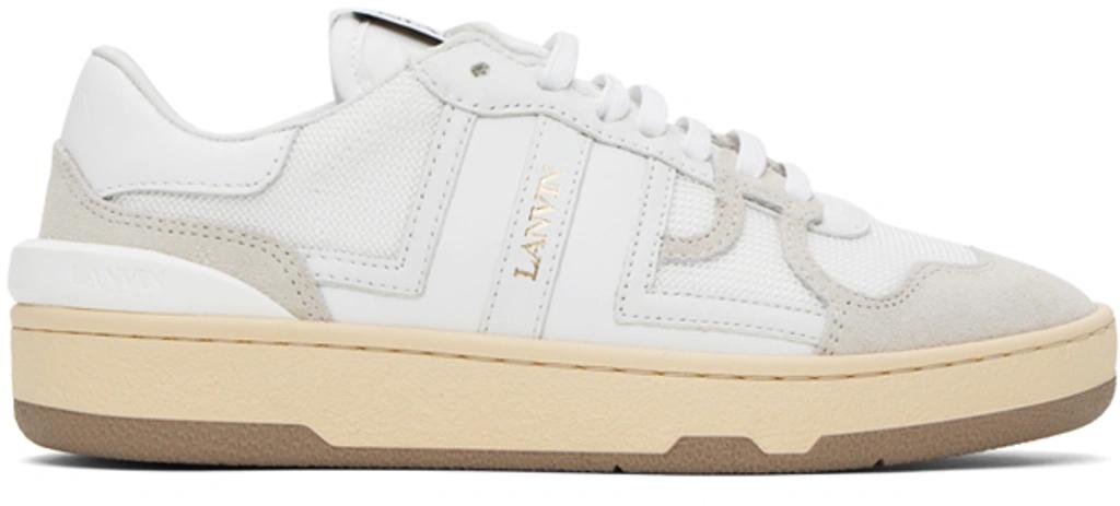 LANVIN Mesh And Leather Clay Sneakers With In White Product Image