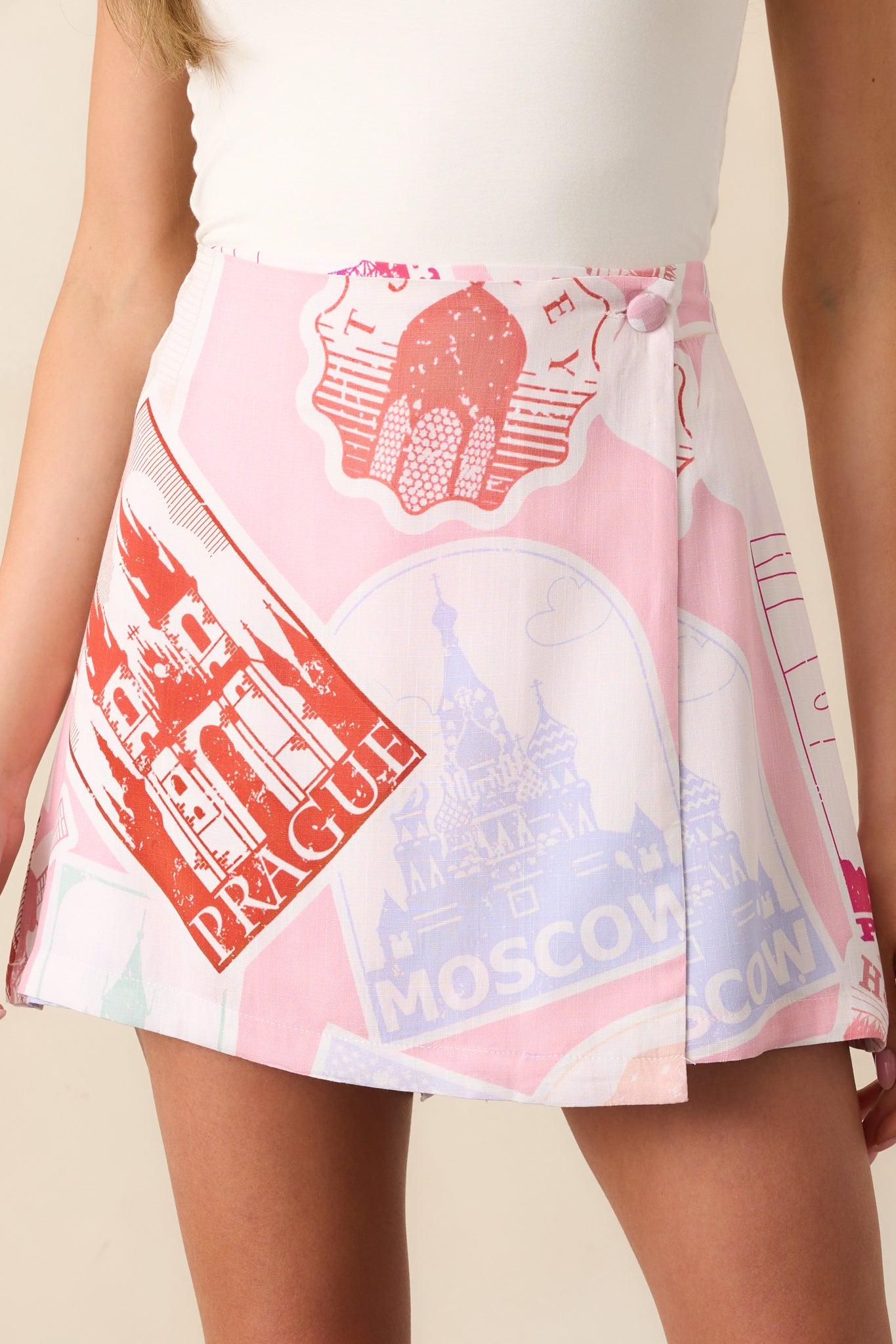 Lola Passport Print Pink Crop Top Product Image