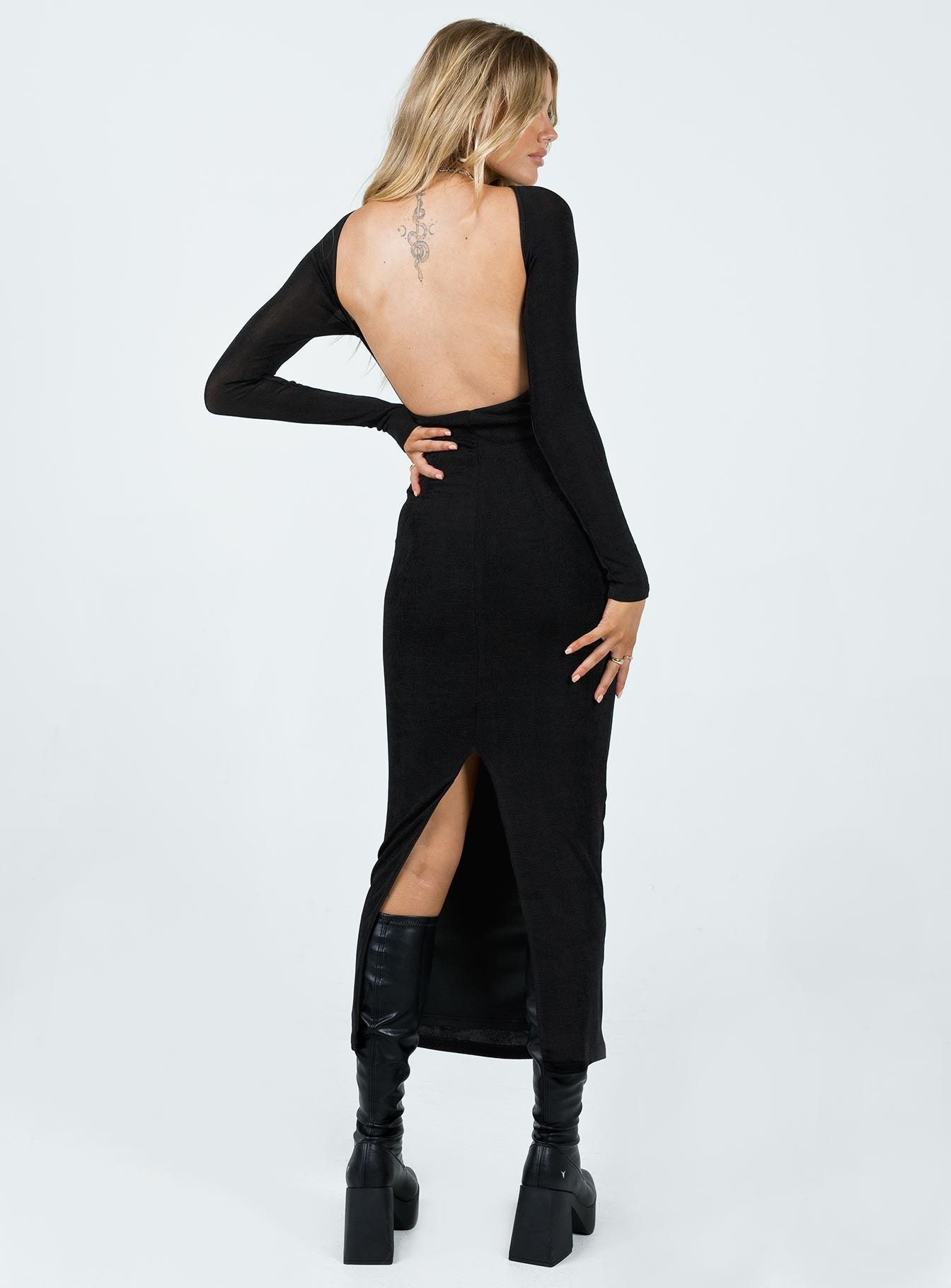Mariani Backless Maxi Dress Black Product Image