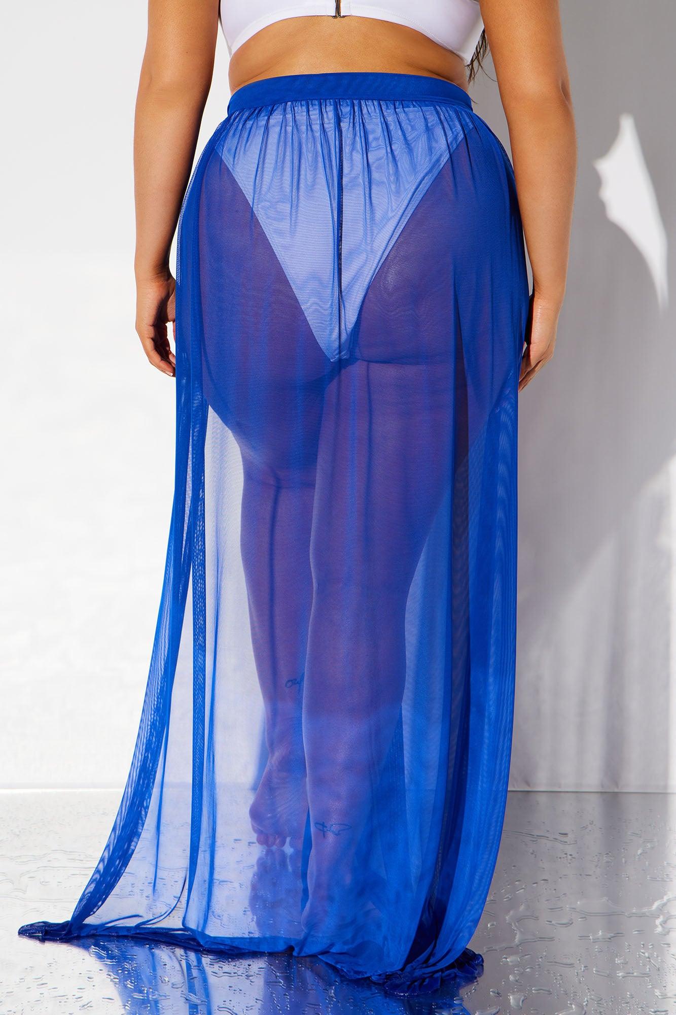 Maui Mesh Swim Tie Maxi Skirt - Royal Product Image