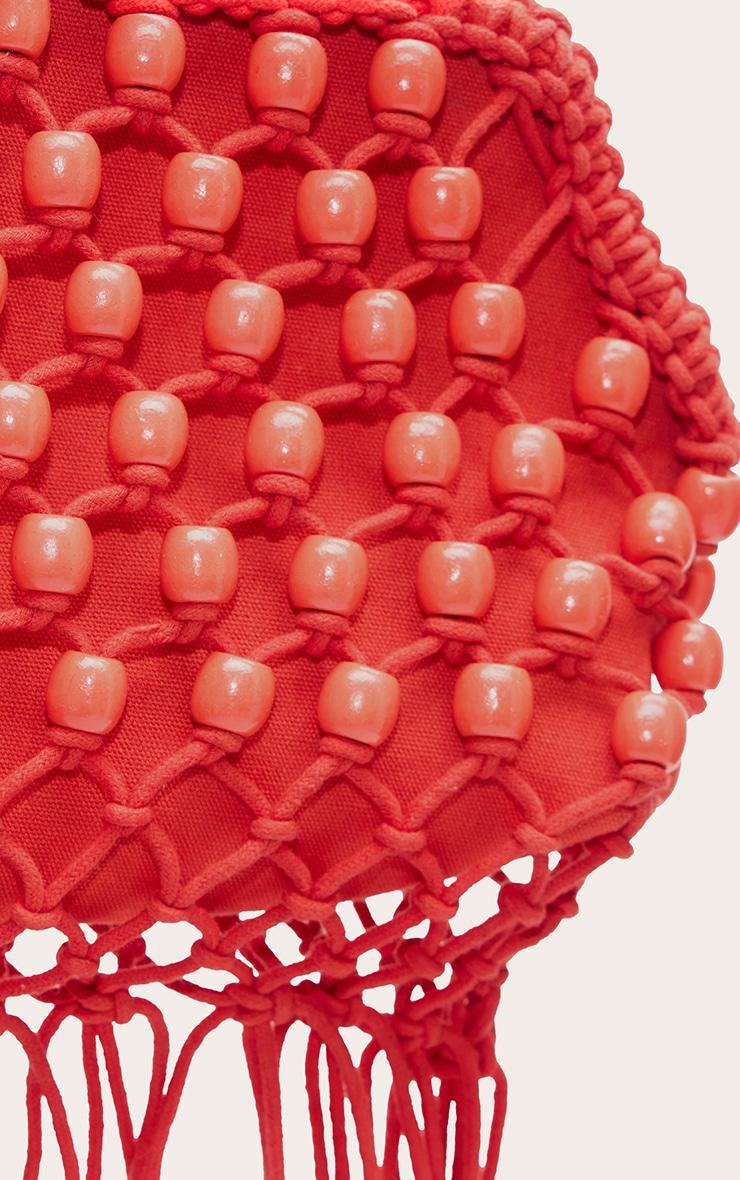 Bright Red Beaded Weave Clutch Bag Product Image