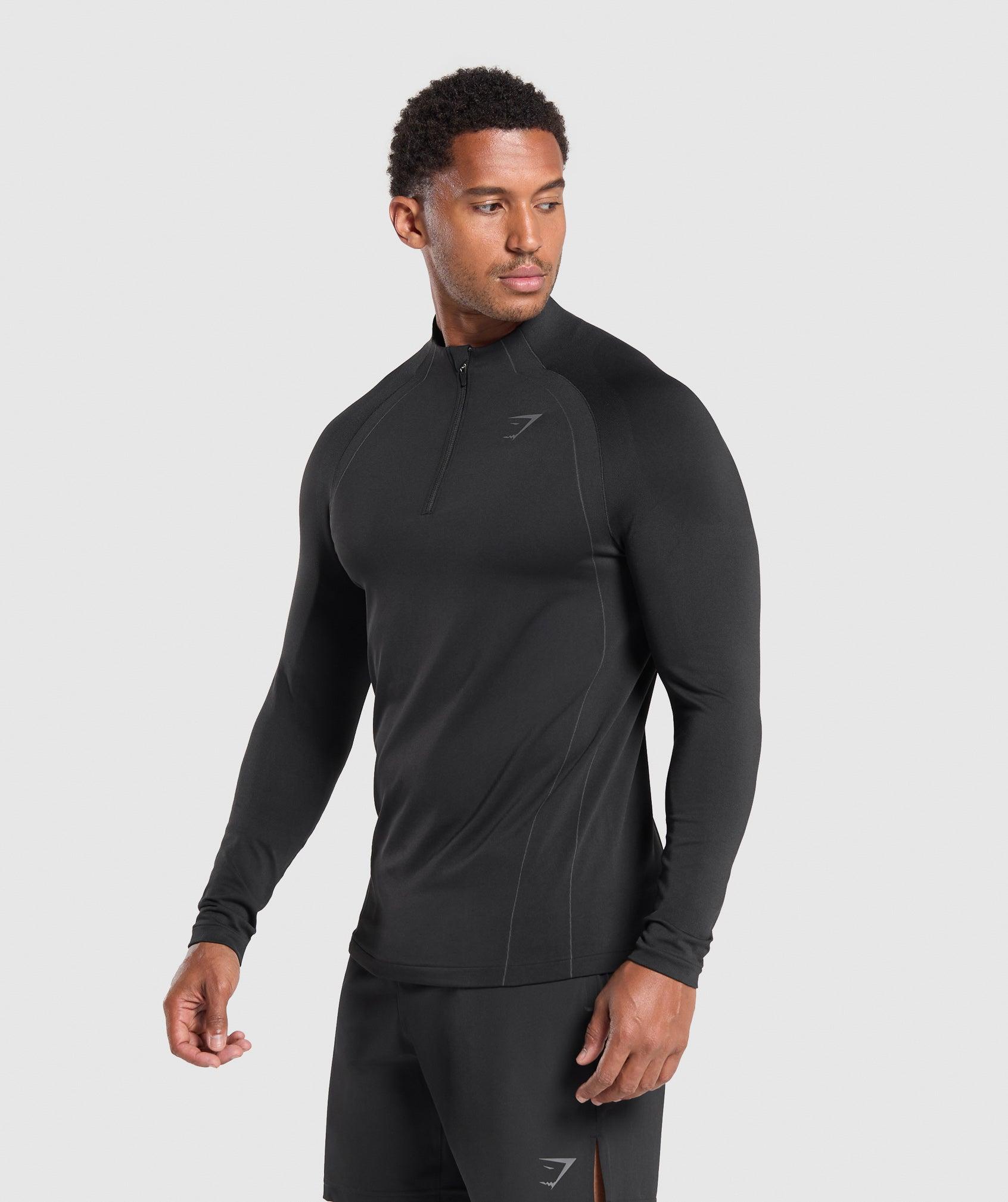Gymshark Apex Seamless 1/4 Zip - Black/Dark Grey Male Product Image
