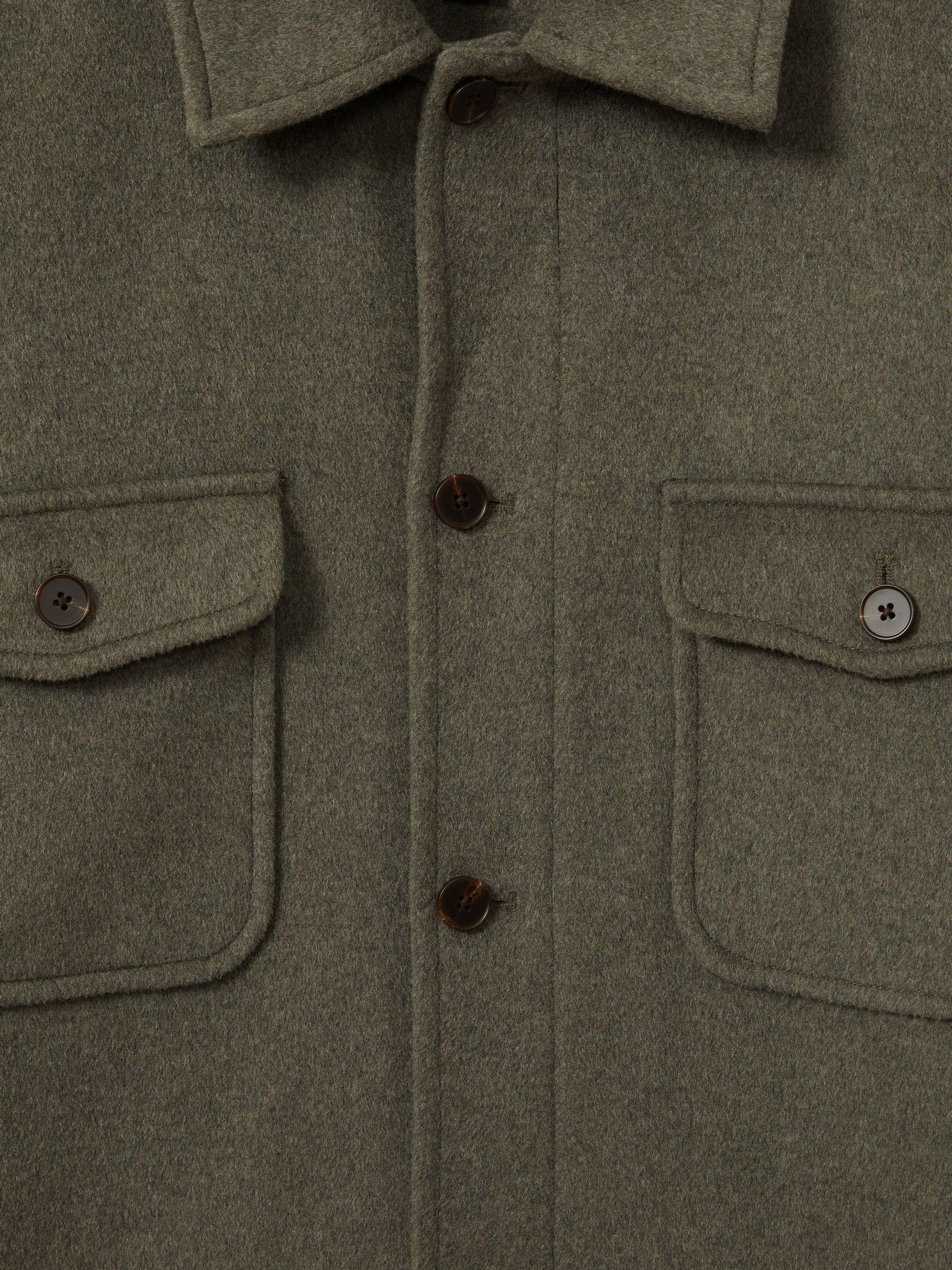 Wool-Blend Melton Overshirt in Green Smoke Product Image