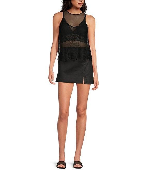 Gianni Bini Carmen Mesh Crew Neckline Sleeveless Bodysuit Product Image