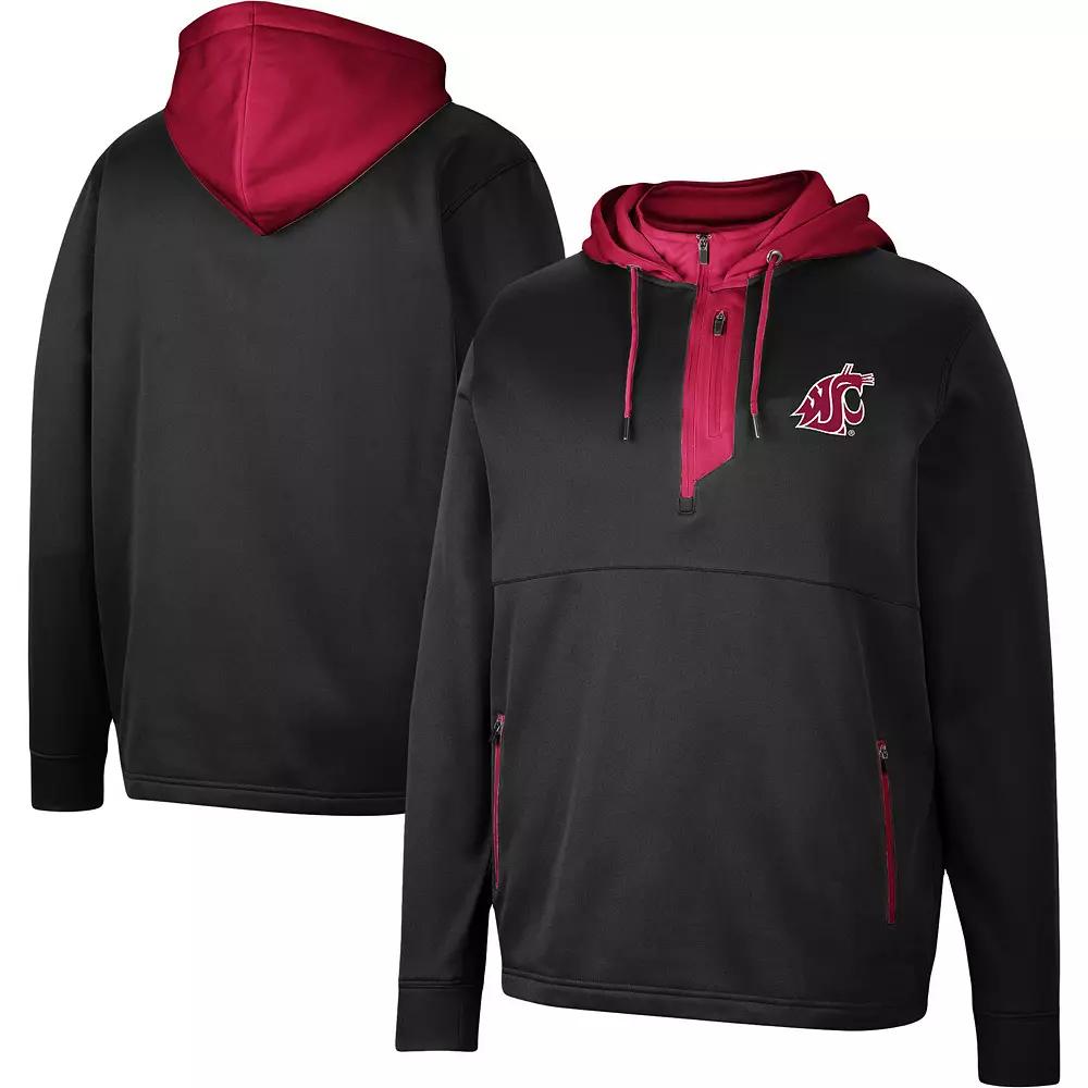 Men's Colosseum Black Washington State Cougars Luge 3.0 Quarter-Zip Hoodie, Size: 2XL, Wsc Black Product Image