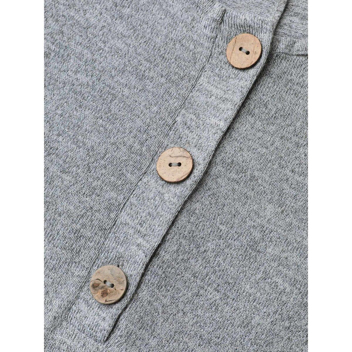 Plus Size LightGray Supersoft Button Drawstring Straight Jumpsuit Women Casual Half Sleeve Round Neck Everyday Loose Jumpsuits BloomChic 22-24/3X Product Image