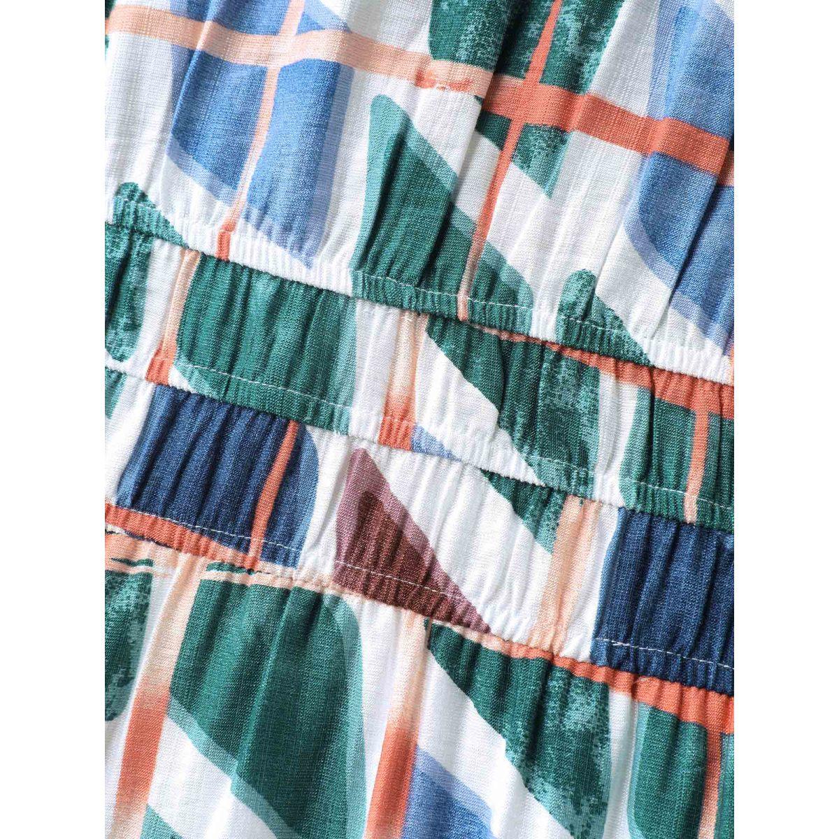 Plus Size Abstract Print Stretchy Waist Midi Dress Multicolor Women V-neck Short sleeve Curvy BloomChic 12/L Product Image