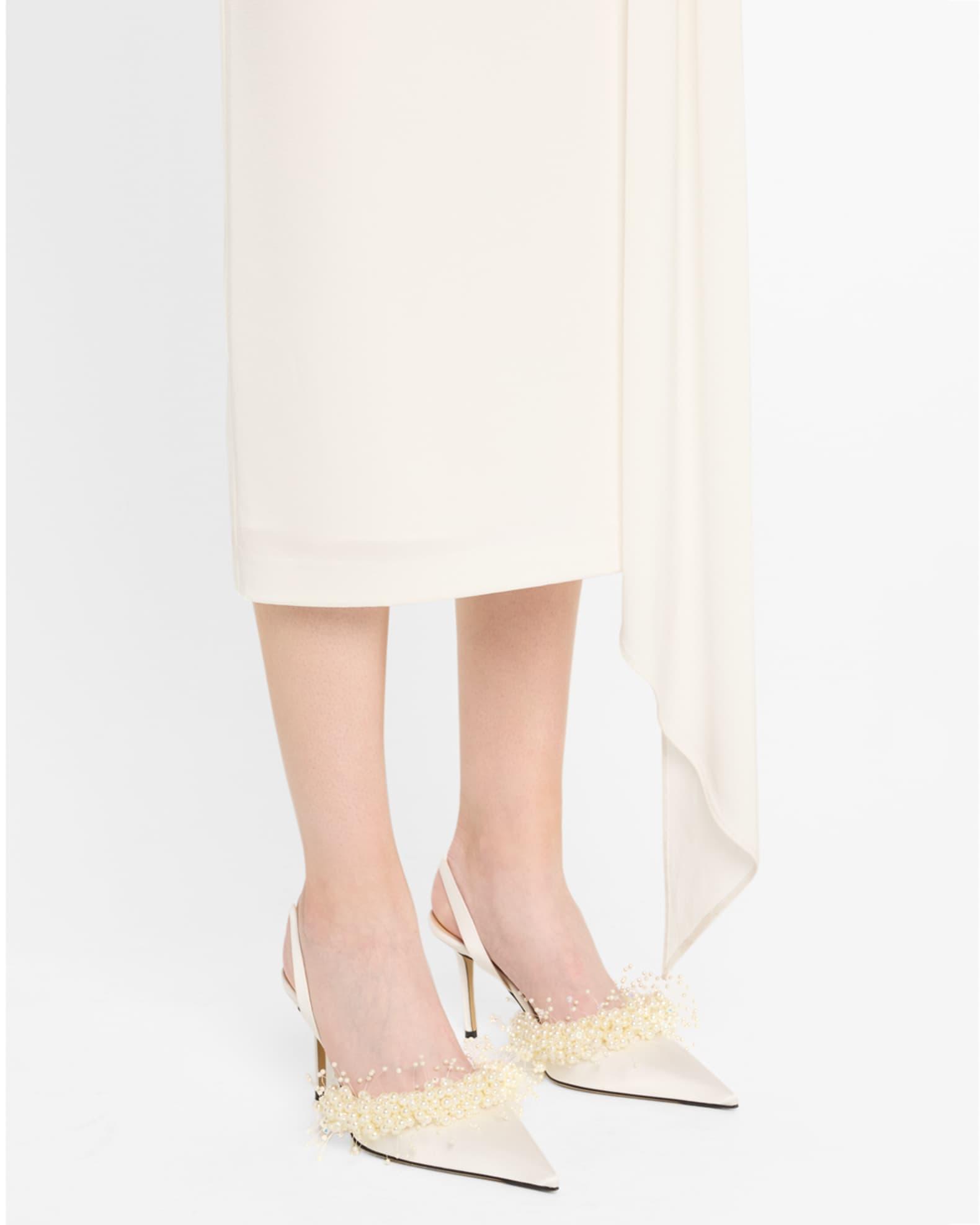 Floating Pearly Satin Slingback Pumps Product Image