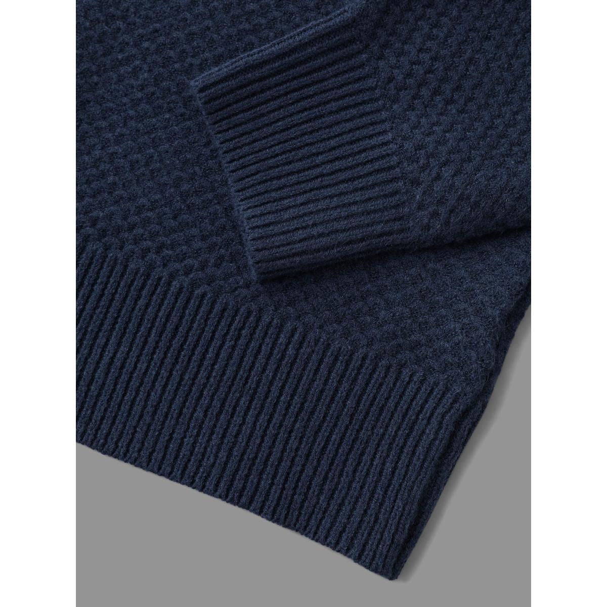 Plus Size Supersoft Essentials Textured Back Slit Pullover Indigo Women Casual Loose Long Sleeve Round Neck Everyday Pullovers BloomChic 12/L Product Image