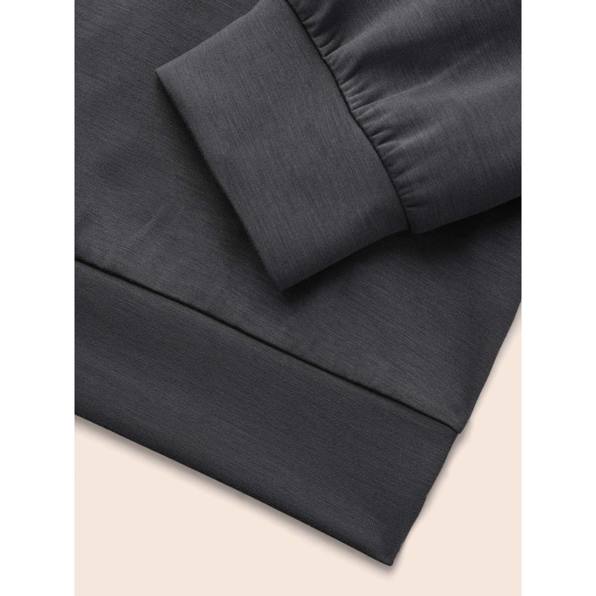 Plus Size Supersoft Essentials Solid Half Zip Sweatshirt Women DimGray Casual Non Lapel Collar Everyday Sweatshirts BloomChic 18-20/2X Product Image