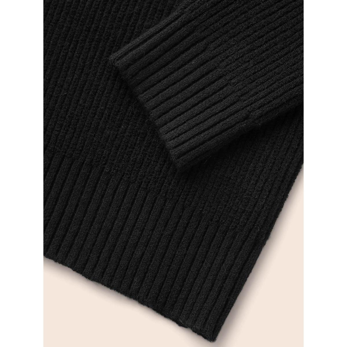 Plus Size Supersoft Essentials Crochet Floral Drop Shoulder Pullover Black Women Casual Loose Long Sleeve Round Neck Everyday Pullovers BloomChic 10/M Product Image