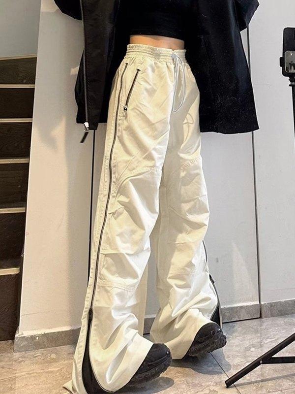 Vintage Side Zipper Parachute Wide Leg Pants Product Image