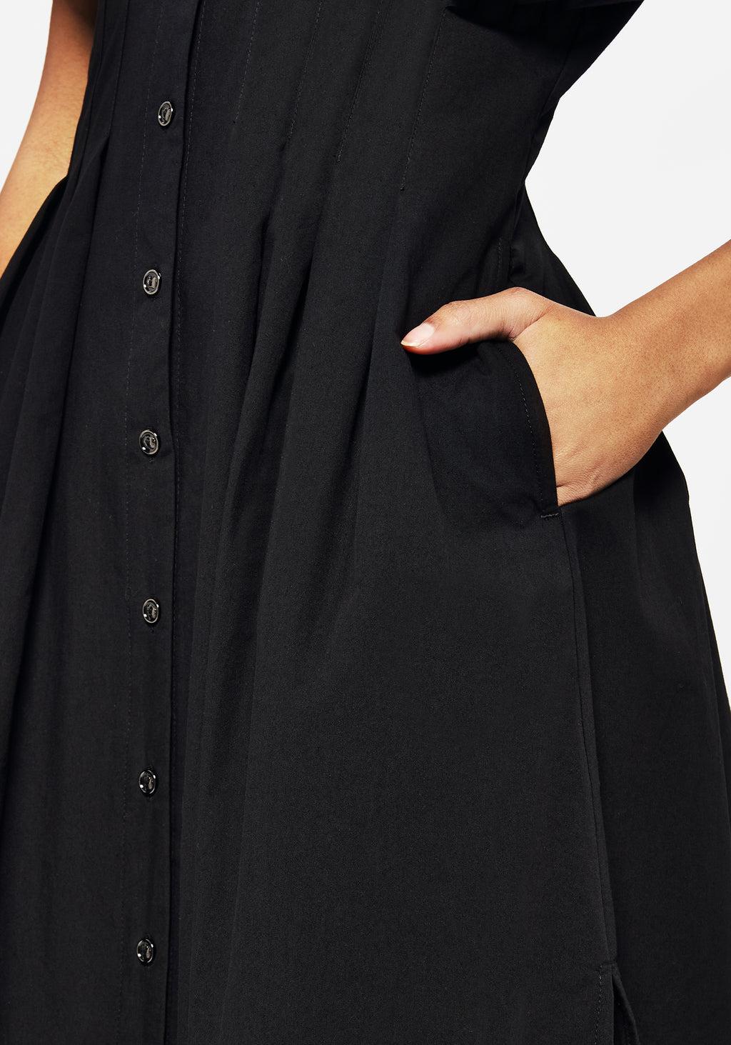 Finis Cotton Button Up Midi Shirt Dress Product Image