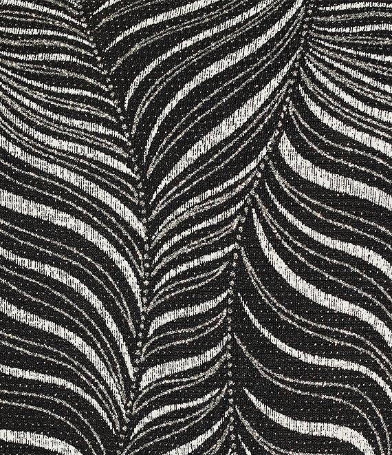 Alex Evenings Plus Size Zebra Metallic Glitter Knit Mandarin Neck 3/4 Sleeve Twin Set Product Image