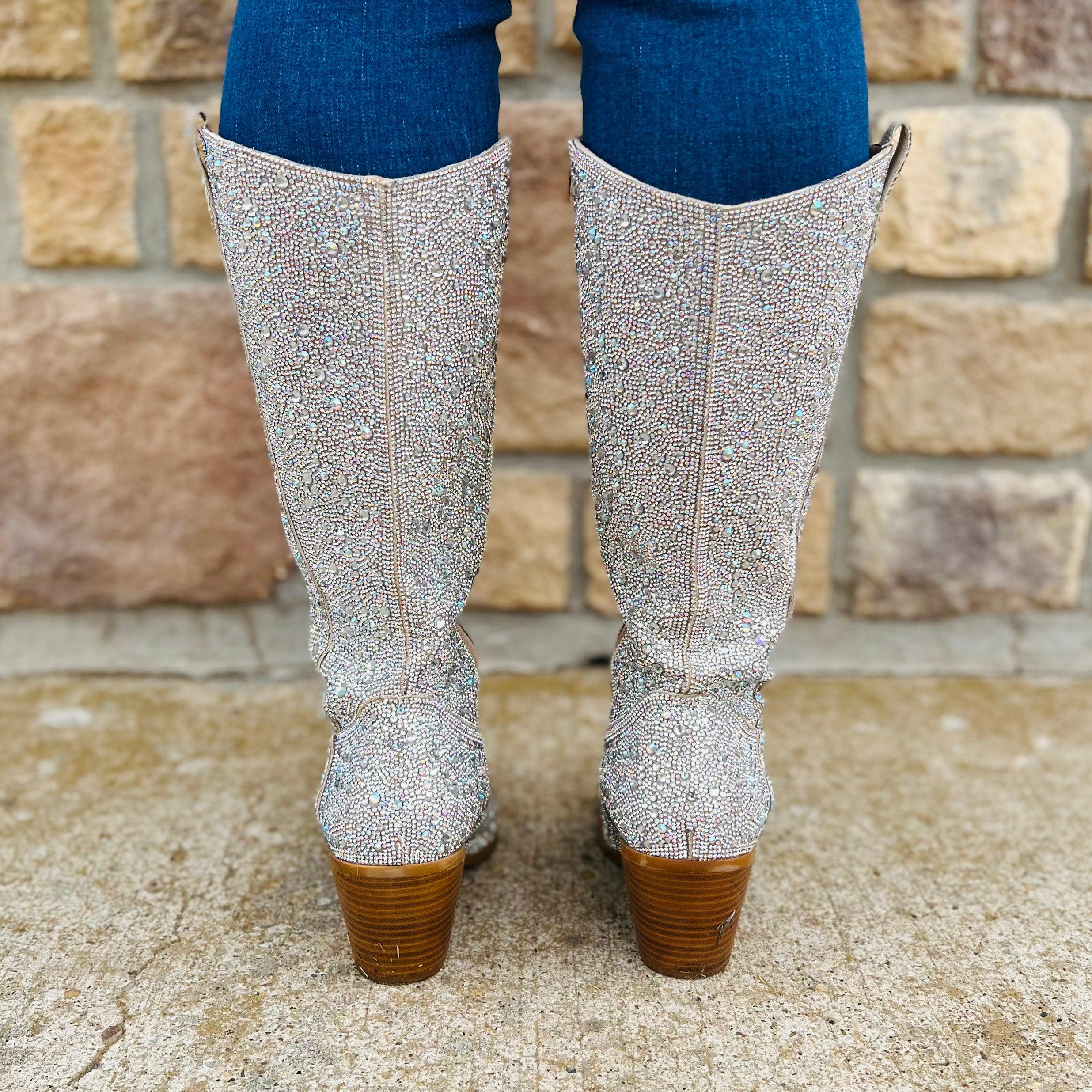 Glitz & Glam Silver Rhinestone Boots* Girls Product Image