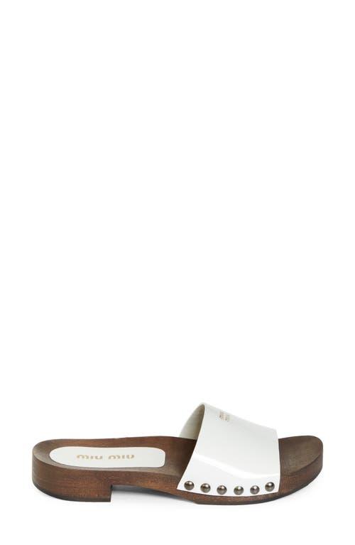 MIU MIU Wood Sole Flat Sandals With Studded Side In White Product Image