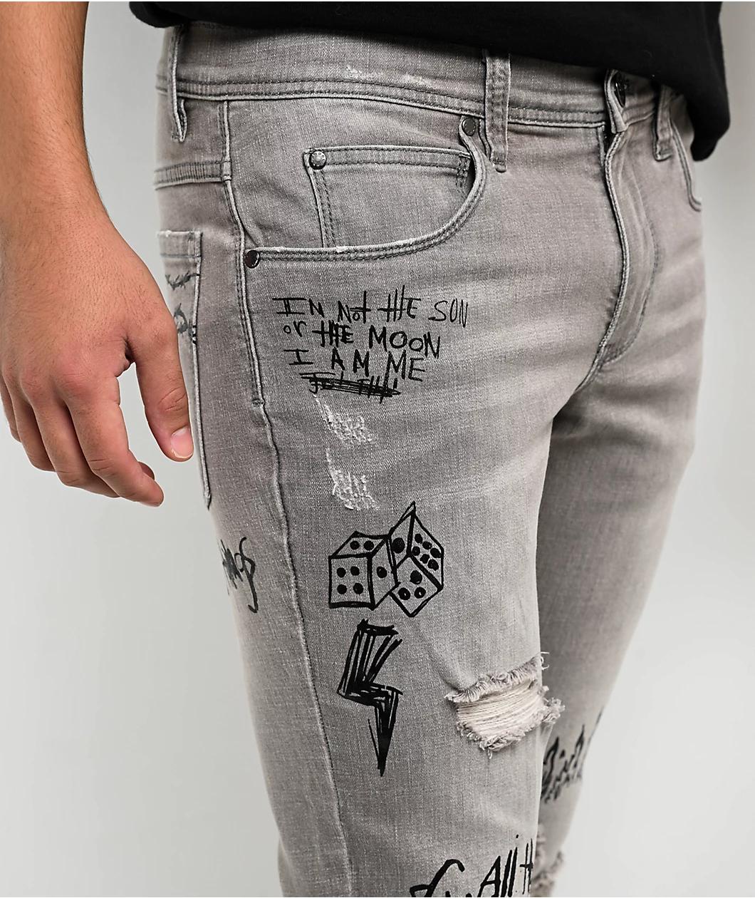 Ninth Hall Stacked Flare Grey Denim Jeans Product Image