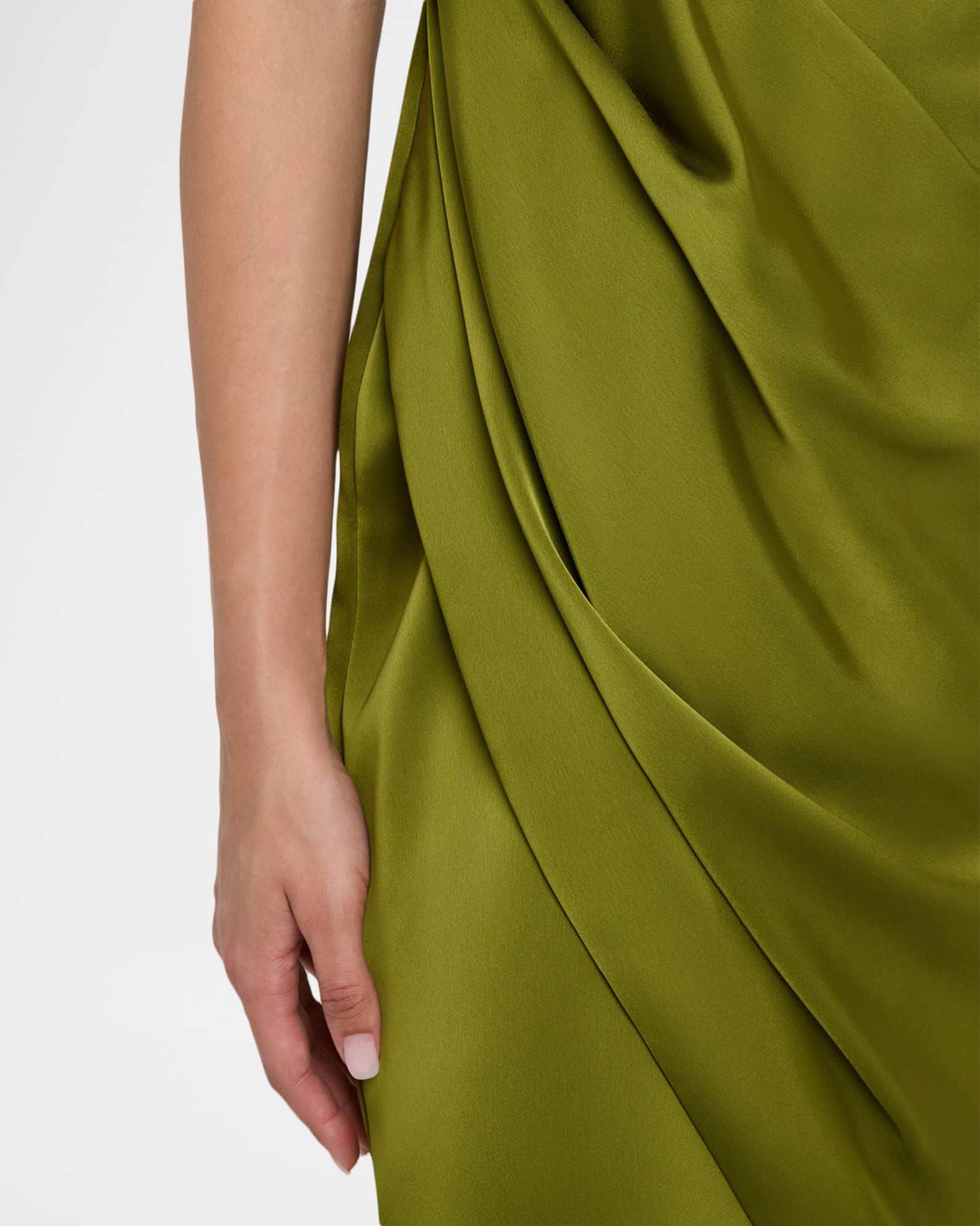 Genevive Draped Square-Neck Satin Dress Product Image