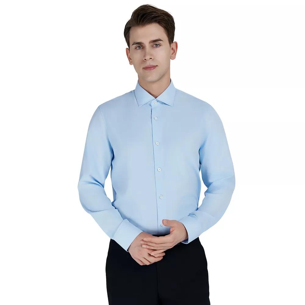 Men's Bespoke Slim-Fit Textured Easy Care Dress Shirt,  Product Image