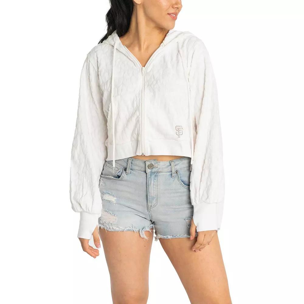 Women's Lusso White San Francisco Giants Tabitha Cheetah Terry Full-Zip Sweatshirt,  Product Image