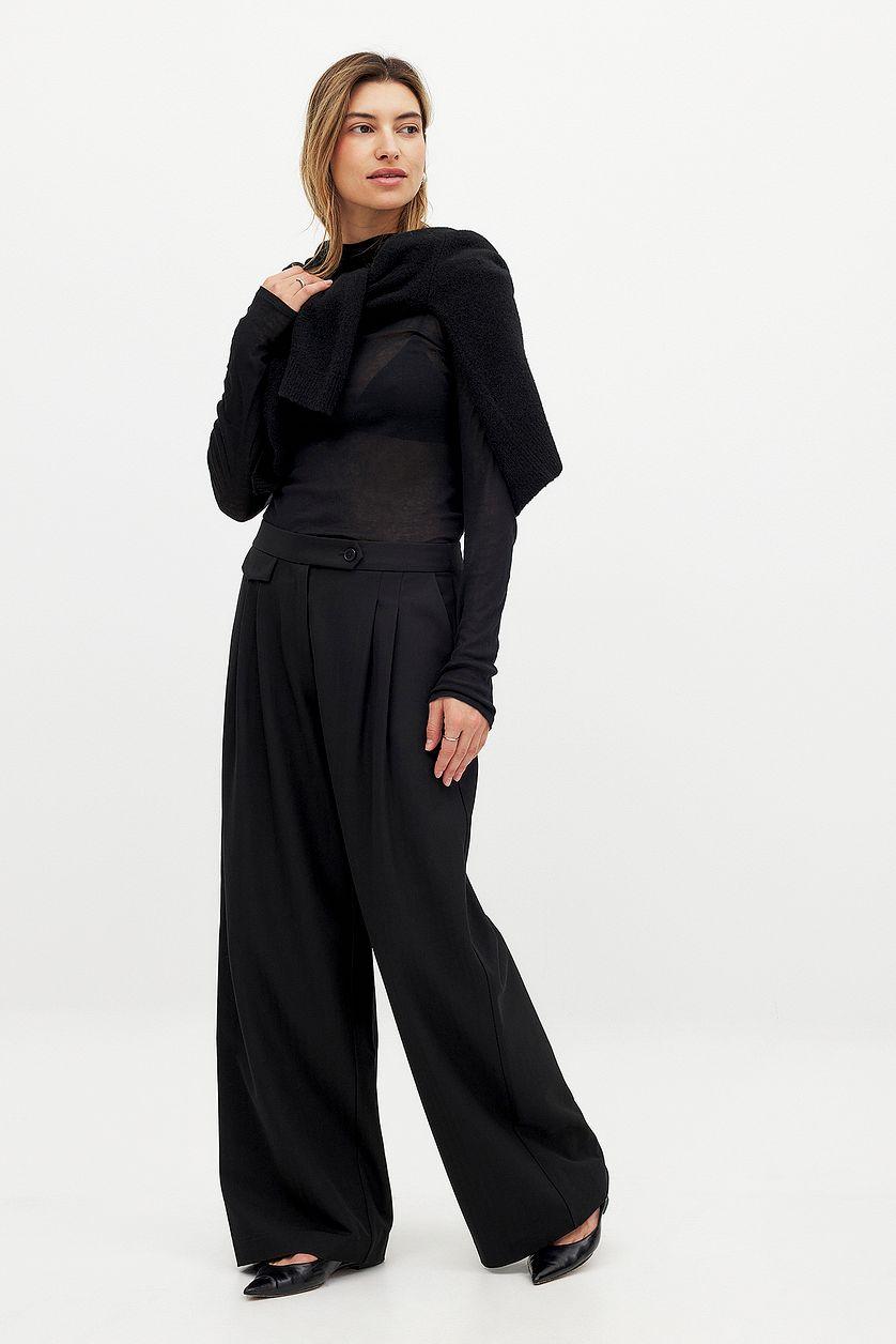 Pocket Detail Mid Waist Loose Trousers Product Image