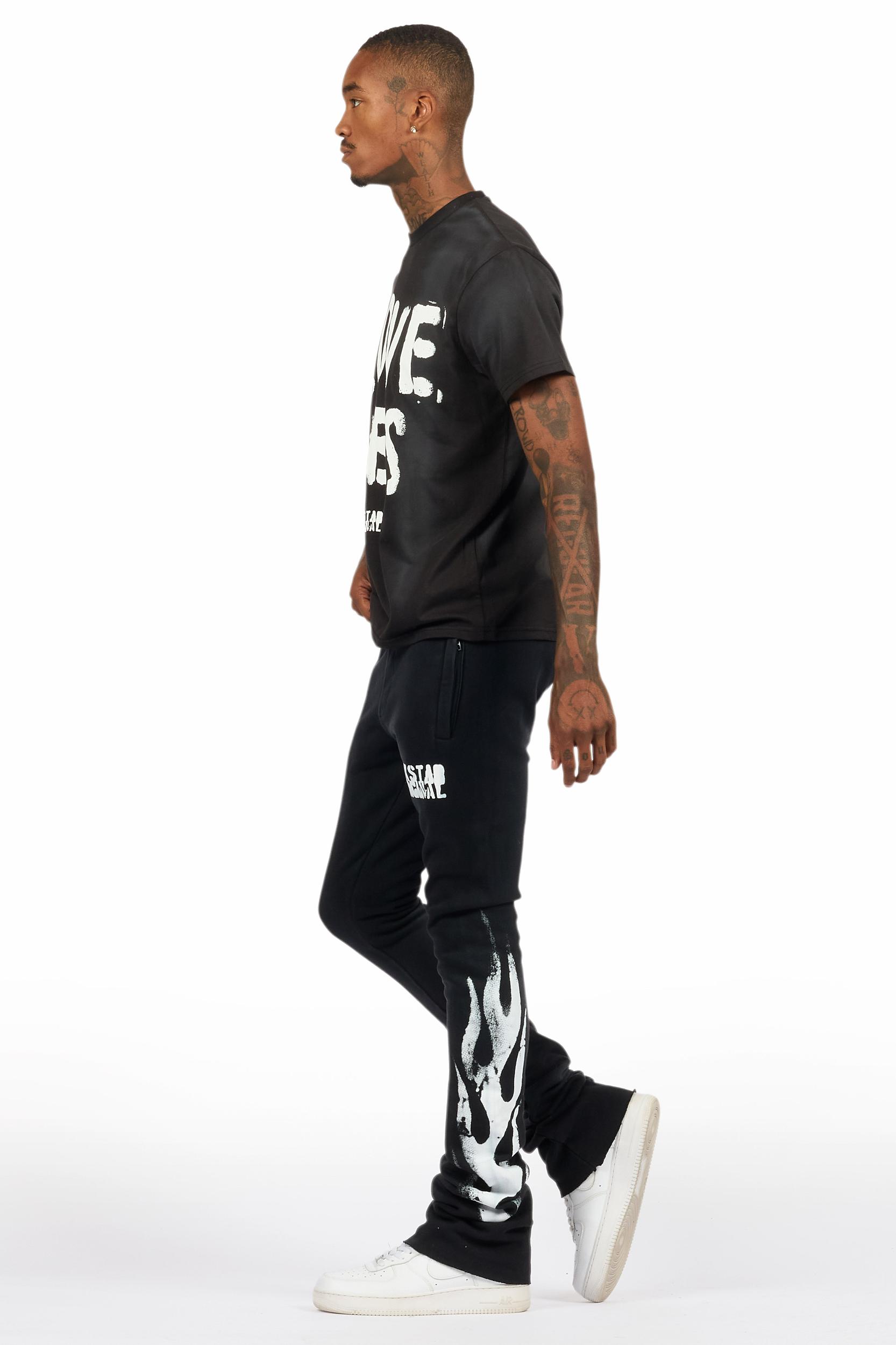Banyan Black T-Shirt/Stacked Flare Track Set Male Product Image