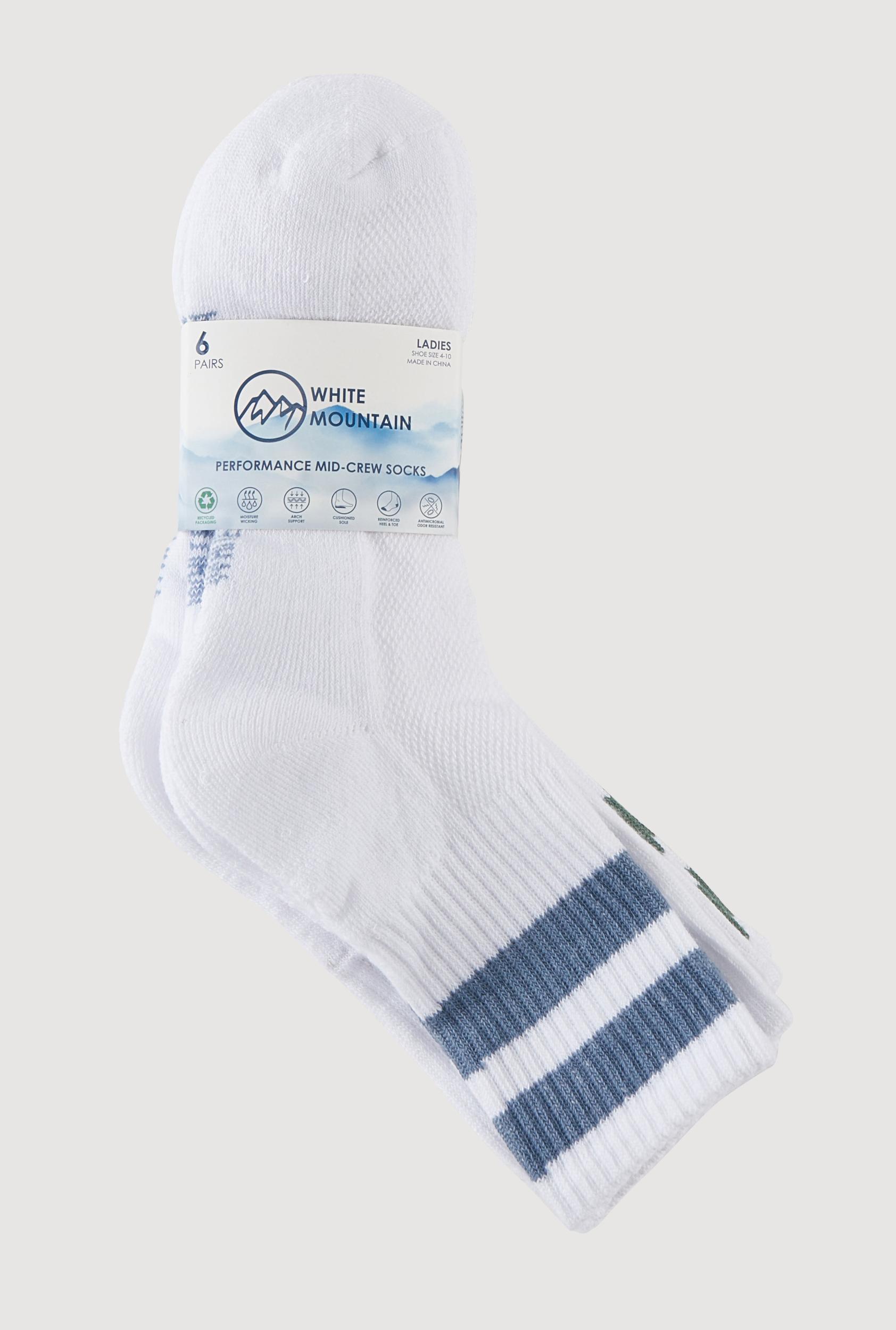 Varsity Stripe Mid Crew Socks 6 Pack Size 4-10 Female Product Image