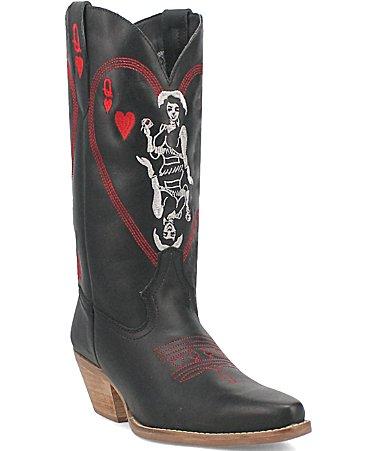 Women's Dingo Queen A Hearts Leather Western Boots,  Product Image