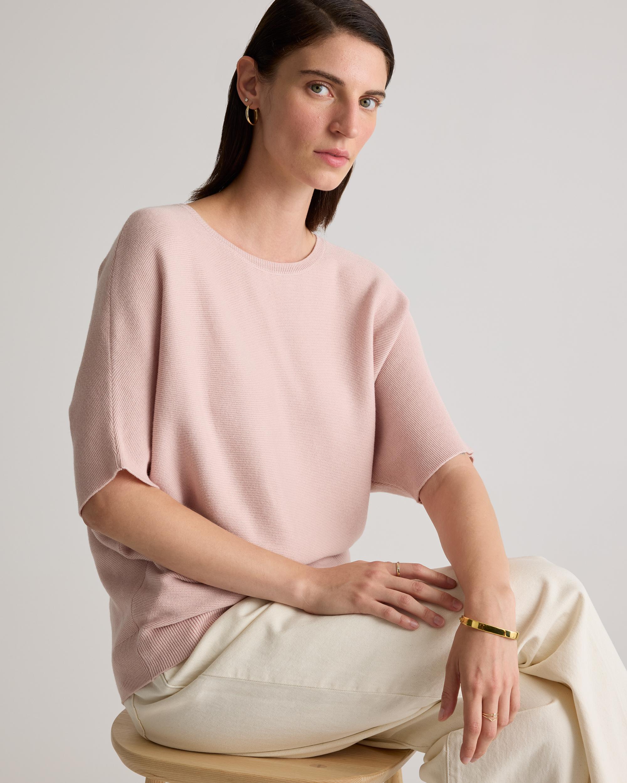 Quince | Women's Lightweight Cotton Cashmere Link-Stitch Dolman Sweater Size XL Product Image