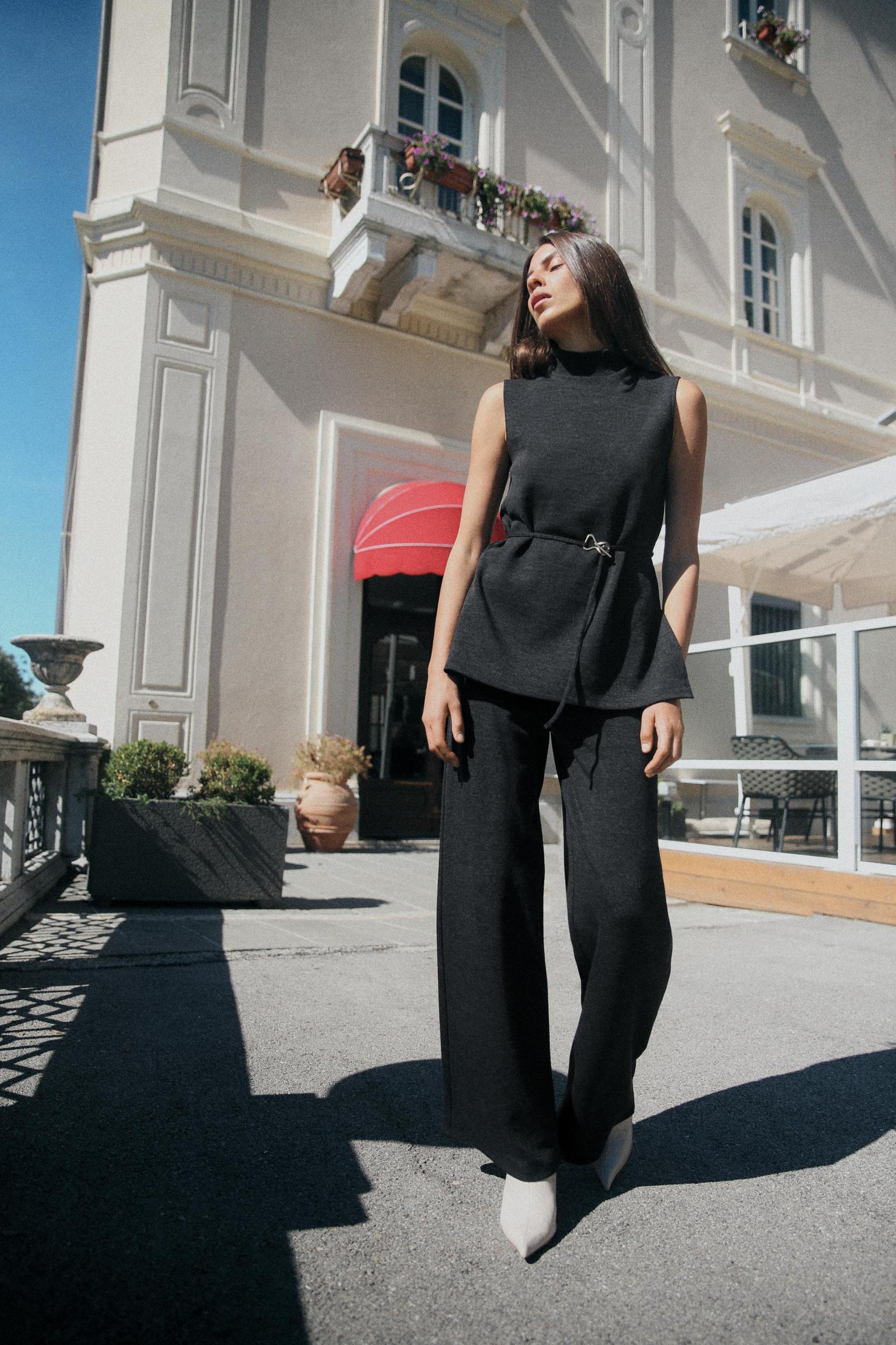 SOFT PIQUÉ MOCK NECK TOP Product Image