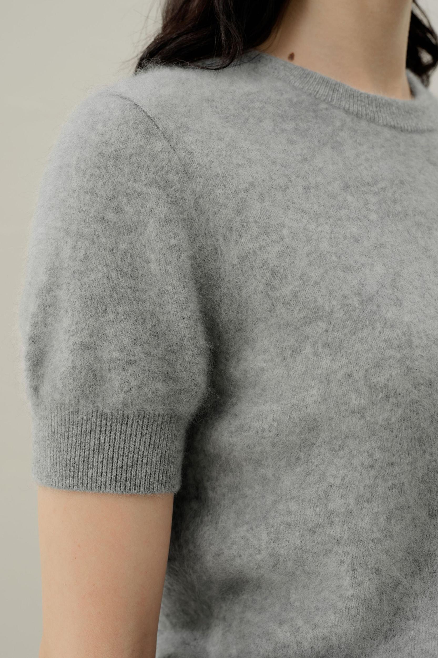Brushed Cashmere Short-Sleeve Sweater Product Image