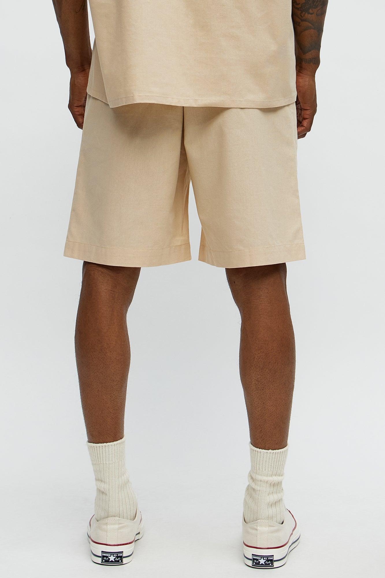 Chai Linen Like Relaxed Shorts - Oatmeal Male Product Image