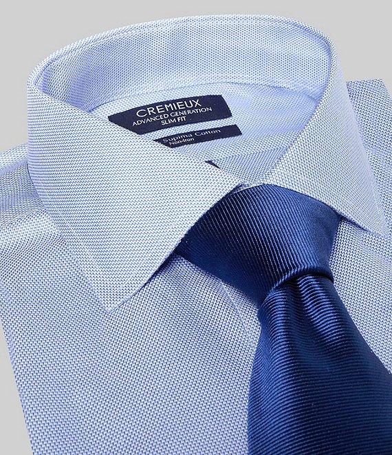 Cremieux Slim Fit Non-Iron Spread Collar Mitered Cuff Step Weave Twill Dress Shirt Product Image