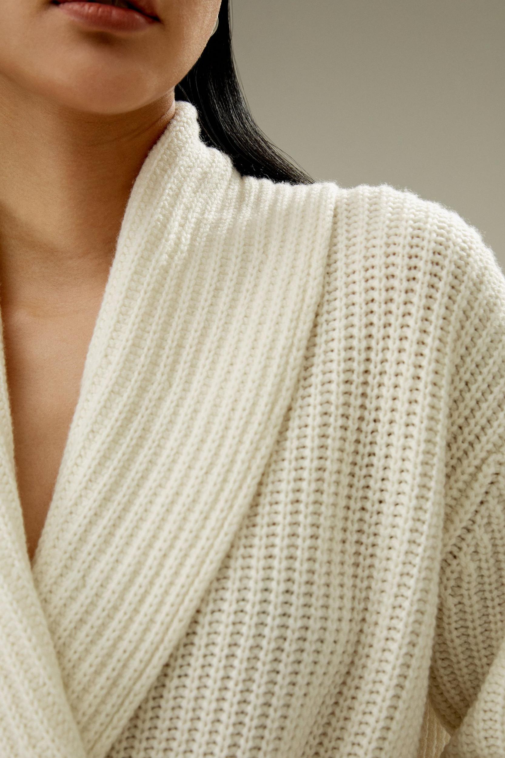 Shawl Collar Drop Shoulder Knit Cardigan Product Image