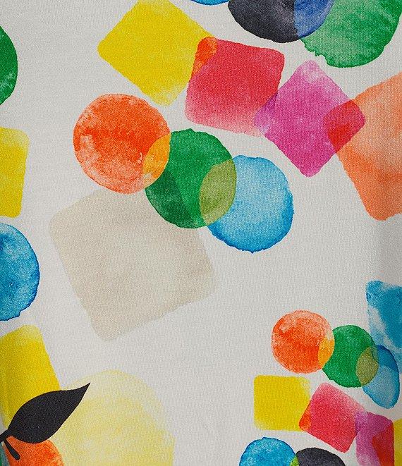 Ali Miles Plus Size Abstract Print Knit Round Neck 3/4 Sleeve Tunic Product Image