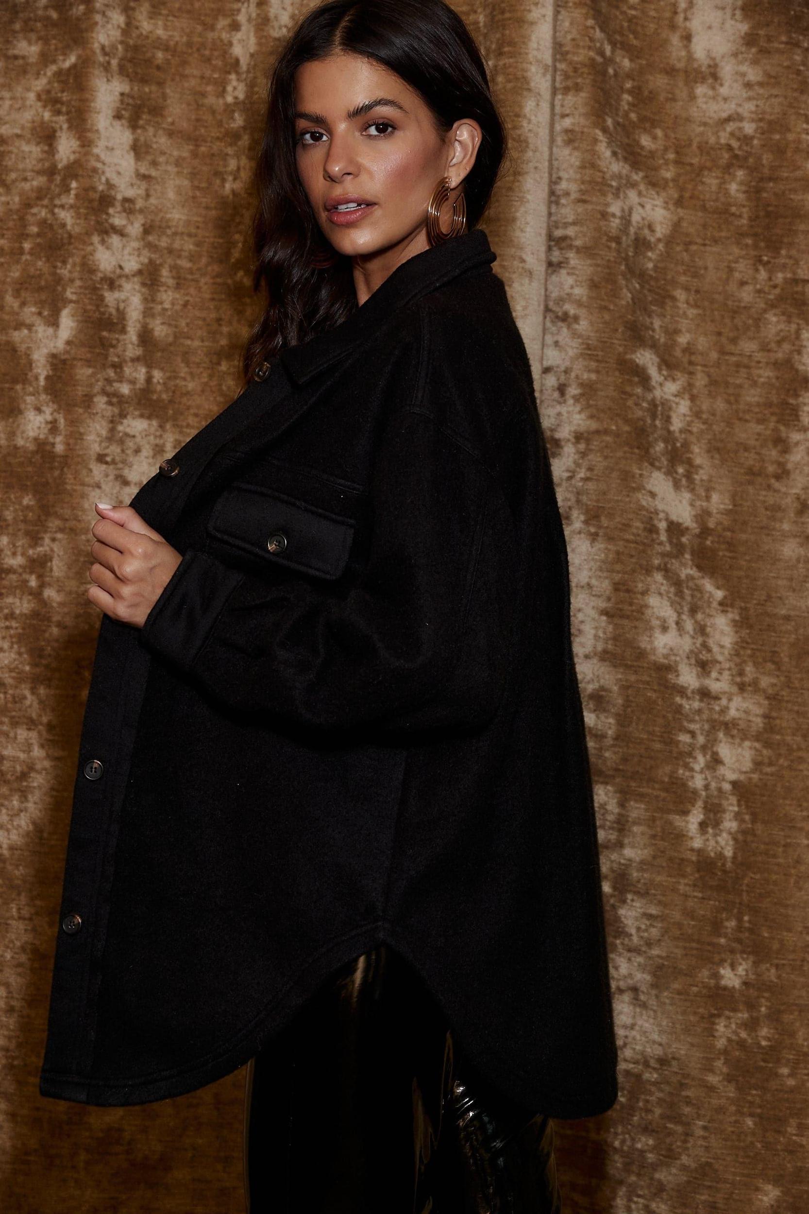 Jayne Black Cozy Button Up Shirt Product Image