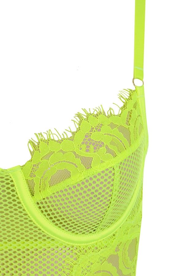 Nadia  neon yellow lace bodysuit Product Image