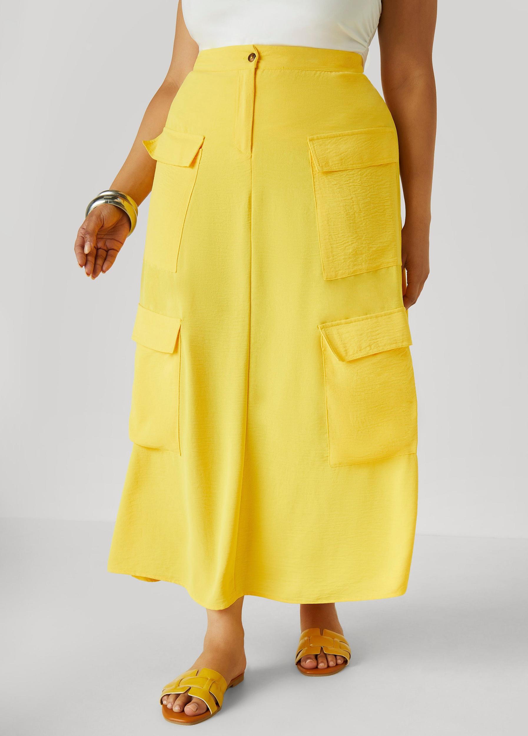 Plus Size Textured Maxi Cargo Skirt Ashley Stewart Product Image