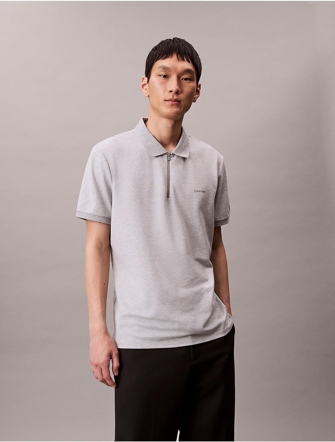 Calvin Klein Mens Tech Pique Zip Polo Shirt - Grey Product Image