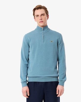 Zipped High Neck Cotton Sweater Product Image