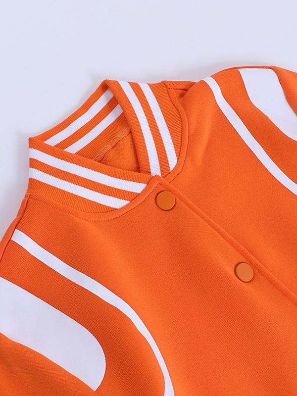 Contrast Color Crop Varsity Jacket Product Image