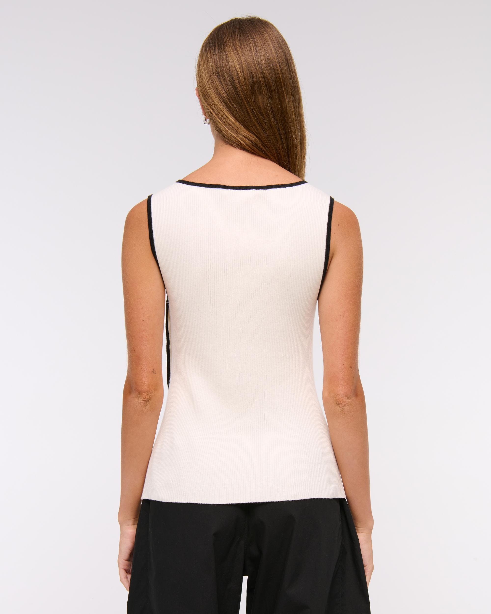 Asymmetrical Button Sweater Tank Product Image