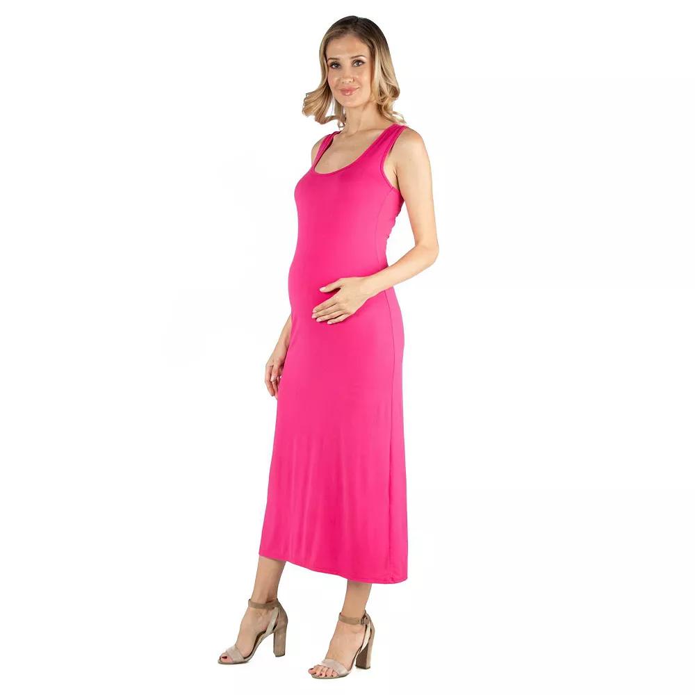 Maternity 24Seven Comfort Apparel Scoopneck Racerback Maxi Dress, Women's,  Product Image