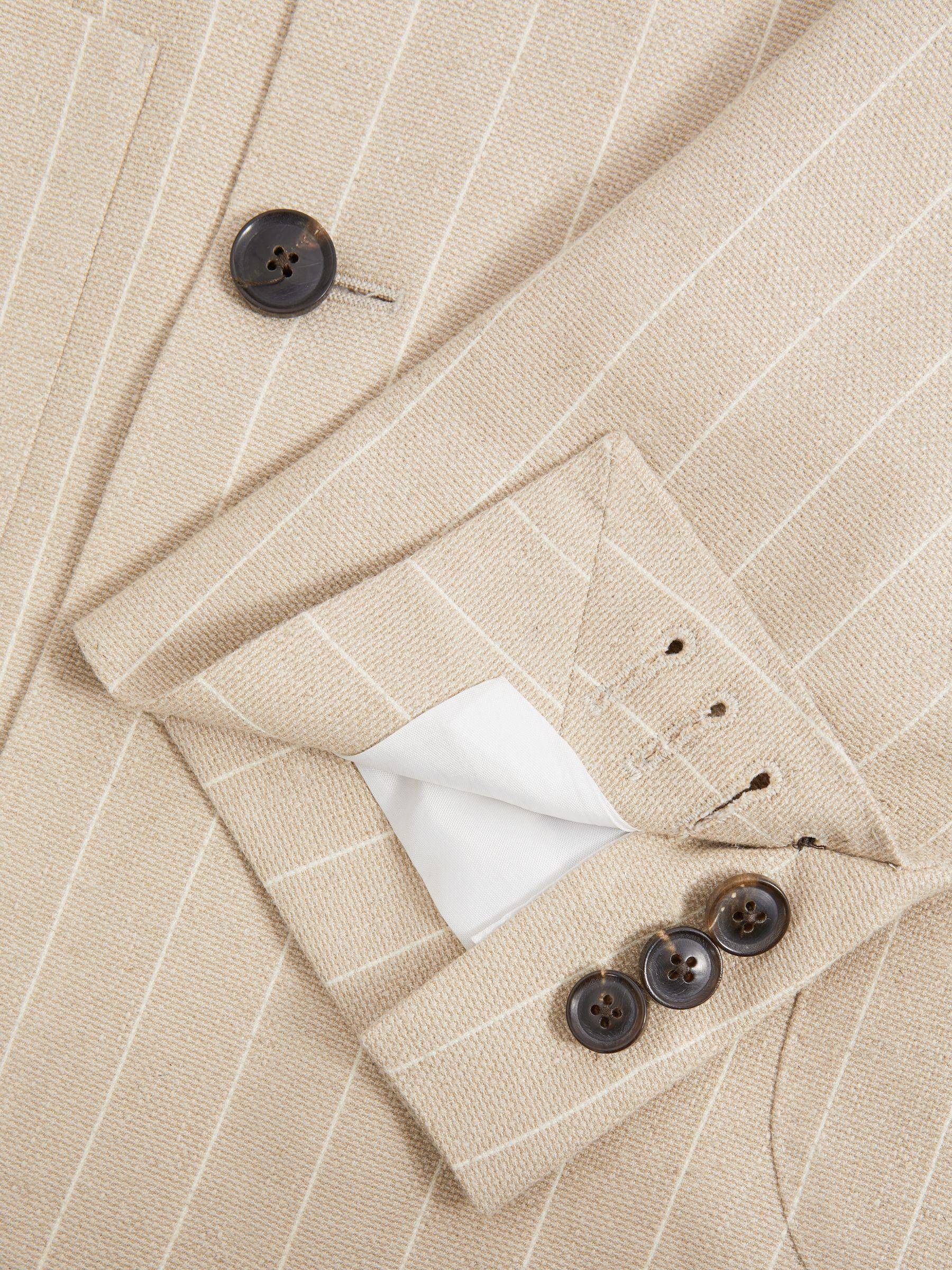 Slim Fit Double Breasted Striped Blazer in Oatmeal Product Image