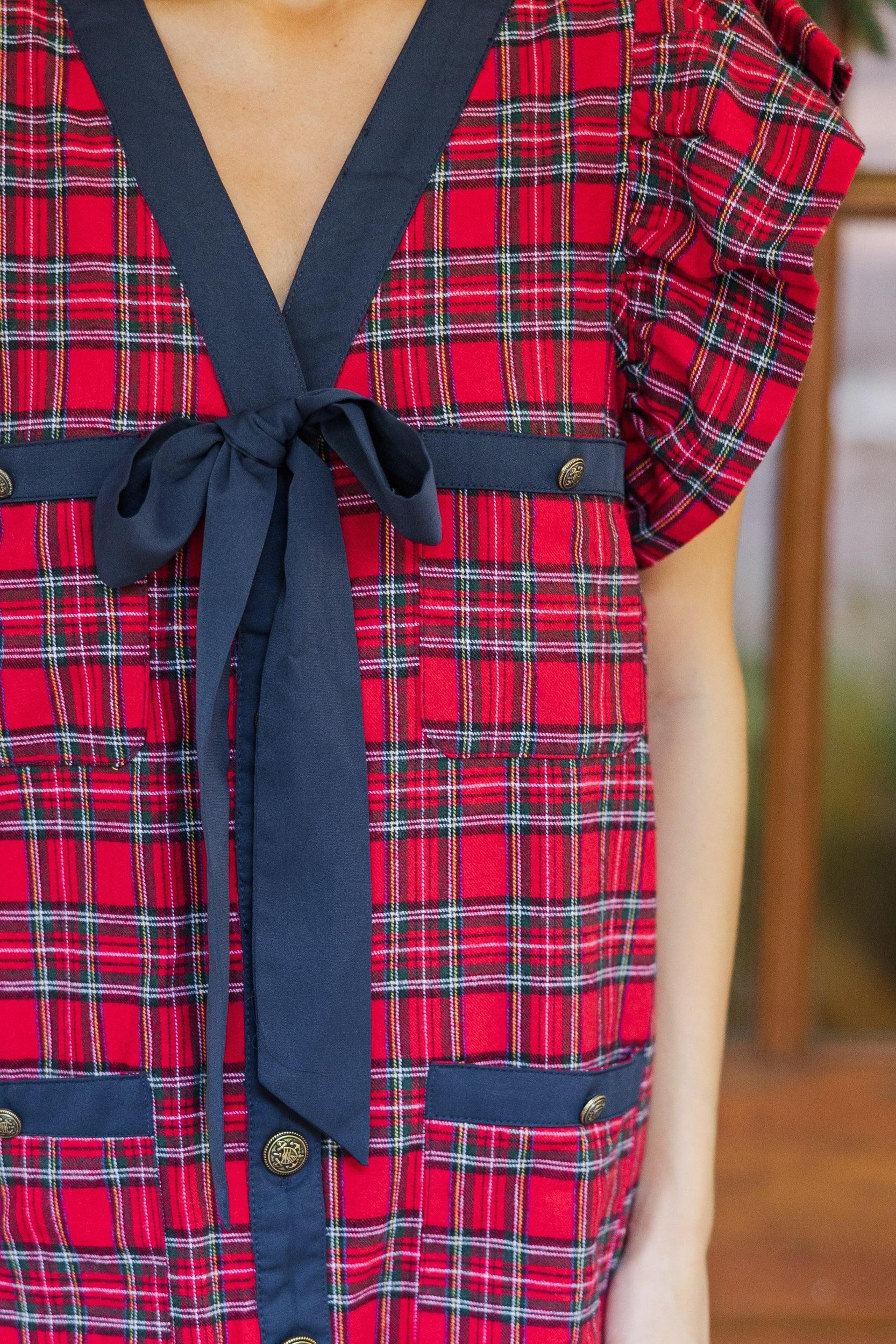 Easy To Find Red Plaid Dress Female Product Image