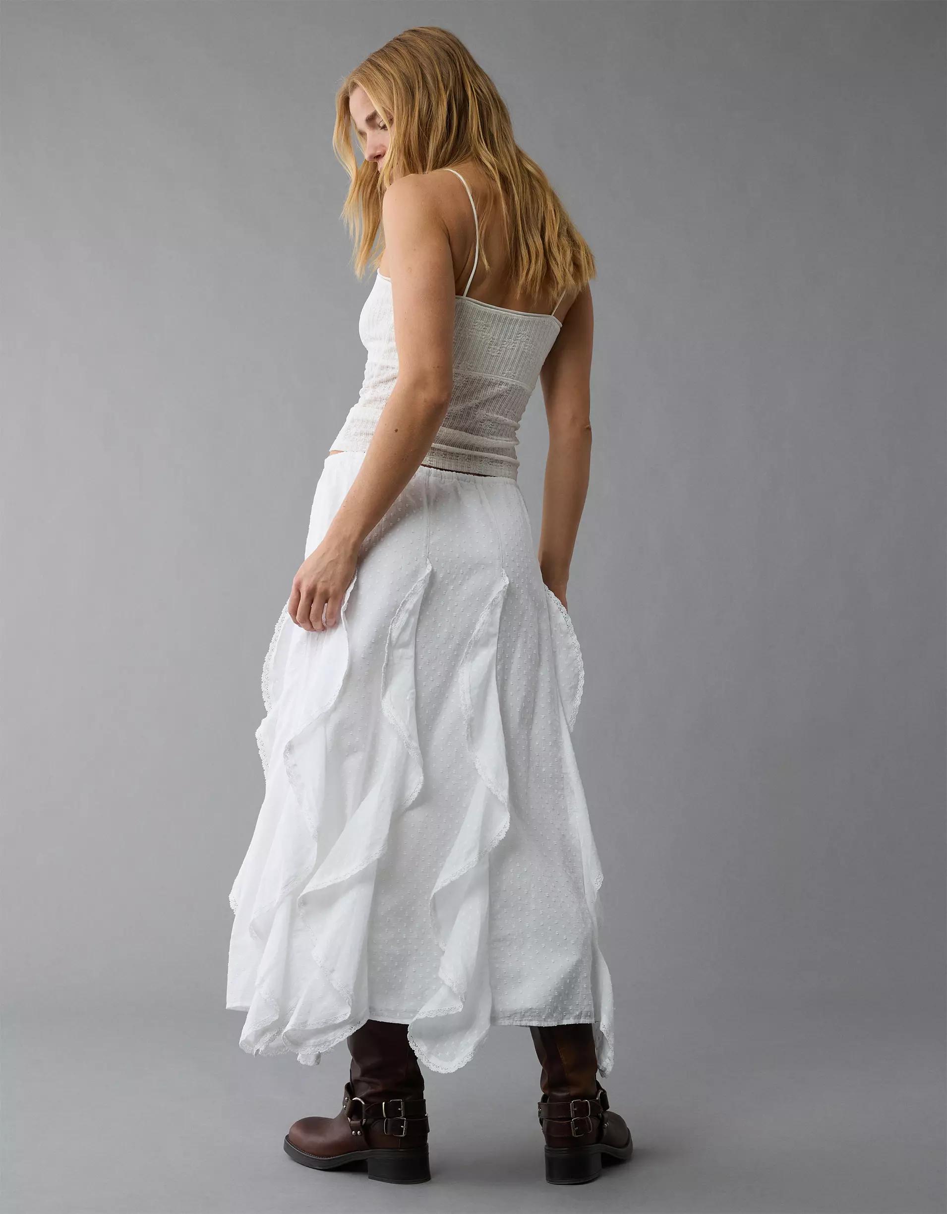 AE High-Waisted Cascade Ruffle Maxi Skirt Product Image