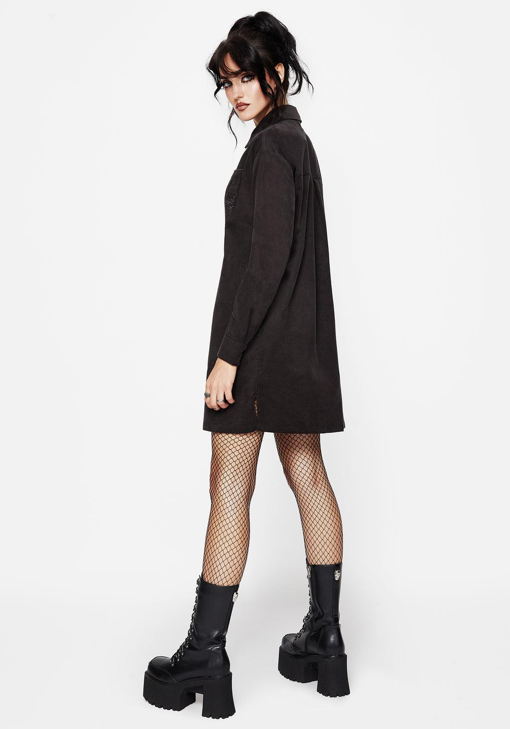 Axis Cotton Pocket Embroidered Mini Shirt Dress Product Image