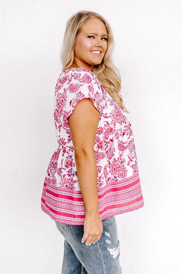 Blossom Boulevard Babydoll Top In Fuchsia Curves Product Image