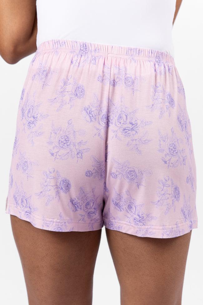 Sweet Dreams In Purple Floral Fantasy Pajama Shorts FINAL SALE Product Image